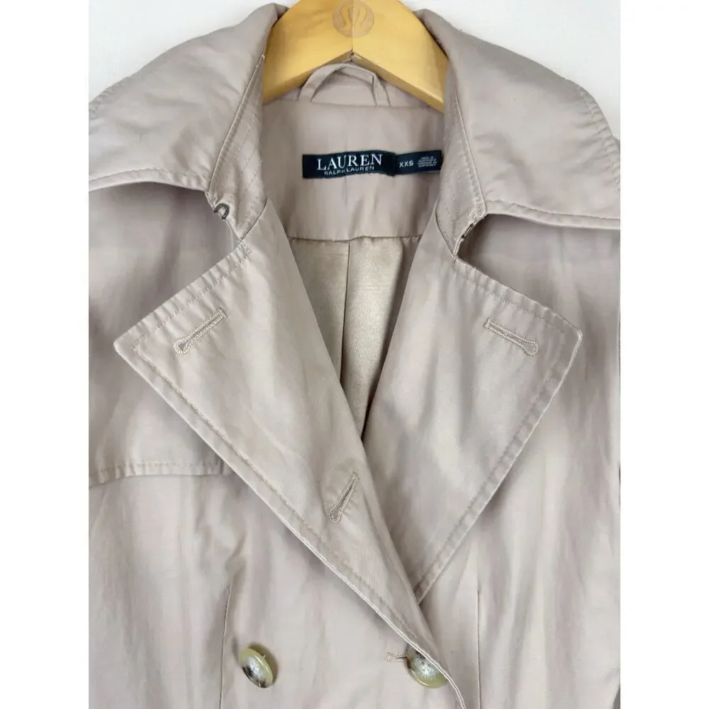 Lauren Ralph Lauren Trench Coat Women’s Size XXS Tan Double Breasted minimalist